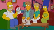 Nach einem schweren Tornado, suchen Homer (l.) und Marge (r.) einen geeigneten Vormund für ihre Kinder, falls ihnen mal was zustoßen sollte - doch sind Mav (2.v.l.) und Portia (2.v.r.) die Richtigen für das Amt?