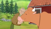 Petterssons Nachbarin Beda Anderson liebt ihre Kuh – auch wenn die immer wieder einmal wegläuft und woanders ihr Futter sucht. Besonders gern macht sie das auf dem Hof von Findus und Pettersson.