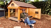 Antonio Ballatore with dog and dog house