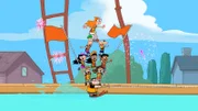 First from top: Candace Flynn, second from top: Ferb Fletcher, third from top: Phineas Flynn, fourth  from top: Isabella Garcia-Shapiro, sixth from top:  Baljeet Tjinder, first from bottom: Buford Van Stomm