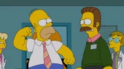 Flanders (2.v.r.) wird eifersüchtig, als seine lässigen Eltern beginnen, lieber Zeit mit Homer (2.v.l.) als mit ihm zu verbringen ...