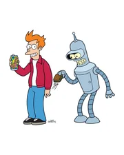 Auch Fry (l.), seinen besten Freund und Mitbewohner, bestielt der Roboter Bender (r.) regelmäßig ...