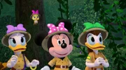 First from left: Daisy Duck, second from left: Cuckoo-Loca, third from left: Minnie Mouse