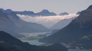 Blick auf die Oberengadiner Seenplatte, vom „Muottas Muragl“