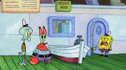 L-R: Squidward, Mr. Krabs, SpongeBob