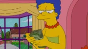 Marge muss feststellen, dass die Menschen in der Textilreinigung aus Versehen ihr Hochzeitskleid mit einem von Krustys Kostümen vertauscht haben ...