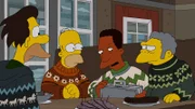 Als Homer (2.v.l.), Moe (r.), Carl (2.v.r.) und Lenny (l.) 200.000 Dollar bei der wöchentlichen Ziehung der Springfield-Lotterie gewonnen haben, wollen sie eine Party schmeißen. Doch Carl macht ihnen mit seinen eigenen Plänen einen Strich durch die Rechnung ...