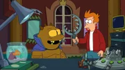Lrrr verlangt von Jrrr (m.), dass er sein Haustier Fry (r.) umbringen soll. Nur durch die Freundschaft zwischen den beiden und durch das beherzte Eingreifen von Bender kann Frys Leben gerettet werden ...