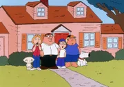 (4. Staffel) - Die Griffins sind eine nach außen hin "völlig normale" Familie: (v.l.n.r.) Stewie, Lois, Peter, Meg, Chris und Brian.
