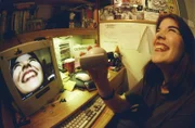 UNITED STATES - OCTOBER 29:  Sarah Wells in her New York University dorm with her Webcam.  (Credit: Howard Earl Simmons/NY Daily News Archive via Getty Images)