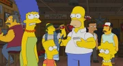 (v.l.n.r.) Marge; Bart; Homer; Lisa