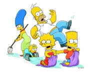 (24. Staffel) - Eine etwas andere Familie: Maggie (2.v.l.), Marge (l.), Homer (M.), Bart (r.) und Lisa Simpson (2.v.r.) ...