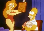 Homer hat durch Zufall eine Katastrophe verhindert. Als Belohnung bekommt er nun einen riesigen Schinken und eine Urkunde überreicht.