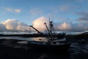 A boat on the beach of Akhiok, Alaska. (National Geographic/Wáats'asdíyei (Joe Yates))