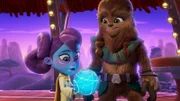 (L-R): Lys Solay, Johgeshakka's family Life Day Orb in "STAR WARS: YOUNG JEDI ADVENTURES", on Disney+ and Disney Junior. © 2023 Lucasfilm Ltd. & ™. All Rights Reserved.