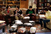 L-R: Leonard Hofstadter (Johnny Galecki), Raj Koothrappali (Kunal Nayyar), Sheldon Cooper (Jim Parsons), Howard Wolowitz (Simon Helberg)