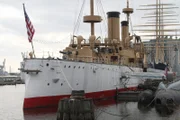 Medium Wide photo of the USS Olympia. This is the sister ship to the USS San Diego. (National Geographic/Adam Simon)