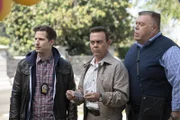 (l-r) Andy Samberg as Jake Peralta, Joe Lo Truglio as Charles Boyle, Joel McKinnon Miller as Scully