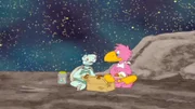 Zora und Albert picknicken auf der Frühen Erde.