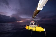 RV Petrels Autonomous Underwater Vehicle poised for deployment(National Geographic/Vulcan Inc)