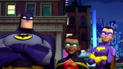 Batman, Robin und Batgirl (v.li.n.re.) sorgen sie für Sicherheit auf den Straßen von Gotham City.