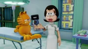 Garfield soll mit Hilfe eines Spezial-Computers abnehmen.