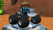 Im Pfadfindercamp findet ein großer Wettbewerb statt, bei dem sich die Truck-Rangers drei tolle Abzeichen verdienen können (Crusher, im Bild)