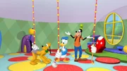 MICKEY MOUSE CLUBHOUSE - "Donald's Clubhouse" - Mickey leaves Donald in charge of the Clubhouse, but when Donald and Goofy accidentally turn a small mess into a big mess, the whole gang must work together to tidy up in time for a visit from Mother Goose Clarabelle and her Cluck-Cluck trio of singing chickens, in a new episode of Disney Junior's "Mickey Mouse Clubhouse," THURSDAY, JUNE 9 (9:00-9:30 a.m. ET/PT) on Disney Channel. (DISNEY JUNIOR) PLUTO, DONALD DUCK, GOOFY