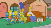 (v.l.n.r.) Bart; Lisa; Maggie; Marge; Homer
