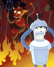 Prompt landet Bender (r.) in der Hölle, und Fry und Leela müssen ihn befreien ...