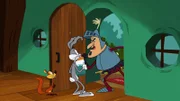 Squeaks (l.) und Bugs Bunny verstecken ihren Drachen vor dem Drachenjäger Littlechin.