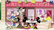 L-R: Daisy Duck, Donald Duck, Goofy, Micky Maus, Minnie Mouse