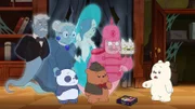 v.li.: Dashiel, Mrs. Gray, Baby Panda, Miss Teal, Baby Grizz, Colonel Pink, Mr. Meow Meow, Baby Ice Bear