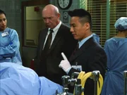 Dr. Huang (B.D. Wong, re.) versucht anhand der Spuren der Leiche ein T%terprofil zu erstellen... (Foto: Tamara Tunie, li. als Dr. Warner und Dann Florek, mi. als Capt. Cragen)