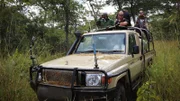 A truck in Tanzania. Anton and  Kinessa.