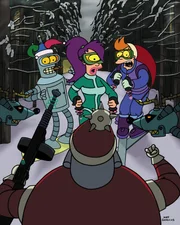 (v.l.n.r.) Bender; Leela; Fry