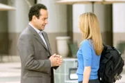 Tony Shalhoub (Adrian Monk), Emmy Clarke (Julie Teeger).
