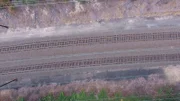 Bird's Eye view of the railroad tracks that run along Duffy's Cut.