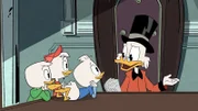 DUCKTALES Ð "Woo-oo!" - Donald Duck reluctantly takes his nephews Huey, Dewey and Louie to the home of their reclusive great-uncle Scrooge McDuck. Enthralled by their once legendary great-uncle and the wonder of McDuck Manor, the triplets and their newfound fierce friend Webby learn of long-kept family secrets and unleash totems from ScroogeÕs epic past, sending the family on an adventure of a lifetime to the Lost City of Atlantis. "DuckTales" premieres in a one-hour television movie to be presented for 24 consecutive hours, SATURDAY, AUGUST 12 (beginning at midnight EDT/PDT), on Disney XD. (Disney XD) LOUIE, HUEY, DEWEY, SCROOGE MCDUCK
