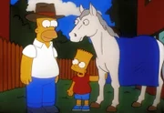 Homer und Bart nehmen das zum Schlachten vorgesehene Pferd Duncan auf. Bald entpuppt sich der Gaul als ein talentiertes Rennpferd.