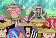 L-R: Raizo, Ashura Doji, Kiku, Kin'emon, Inuarashi, Kawamatsu, Shimobu und Kenjuro.