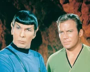 From left: Commander Spock (Leonard Nimoy), Captain Kirk (William Shatner).