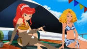 Rikki (li.) und Emma genießen den Tag auf Byrons Yacht. Sie müssen nur vorsichtig sein, damit sie nicht mit Wasser in Berührung kommen, denn sonst verwandeln sie sich in Meerjungfrauen.