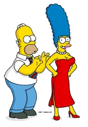 Nach Marges (r.) Brustvergrößerung kann es Homer (l.) kaum noch erwarten ...