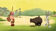 L-R: Elmer Fudd und Bugs Bunny