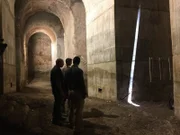 Archeologist Oren Gutfeld shows Rob Nelson and Stefan Burns the interior of the Nea Church, a 6th century Byzantine feat of architecture where the temple treasures were last rumored to reside.