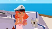 Marina vergibt Noten für die Fortschritte, die Papa Tuanaku beim Üben für den Schiffsführerschein macht.