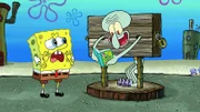 L-R: SpongeBob, Squidward