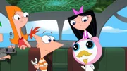 PHINEAS AND FERB - "Meapless in Seattle" - Meap returns to save Phineas and Ferb from his nemesis Mitch, whose real mission is to take control of all of alien-kind, putting Meap's world in danger.  The boys' 'cute-tracker' leads the gang to Seattle and an adventure to save the universe. Meanwhile, Dr. Doofenshmirtz decides to revisit his former nemesis, Peter the Panda, but when Agent P shows up, Dr. Doofenshmirtz finds that he has some explaining to do, in a new episode of "Phineas and Ferb," FRIDAY, APRIL 6 (9:00-9:30 p.m., ET/PT) on Disney Channel. (DISNEY XD) CANDACE, PHINEAS, ISABELLA, MEAP