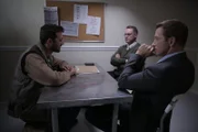 Ed Bergtold (Det. Roark) and Paul Darren (Det. Elm) interrogating Daniel Ian Joeck (Bill)